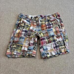 American Eagle Women's Size 0 28 waist low waisted colorful plaid shorts bermuda